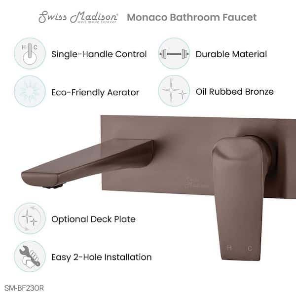 Monaco Single-Handle Wall Mounted Bathroom Faucet in Oil Rubbed Bronze