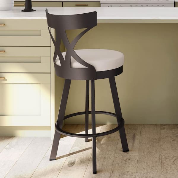 Amisco Washington 26 in. Brown Metal Beige Polyurethane Counter Stool
