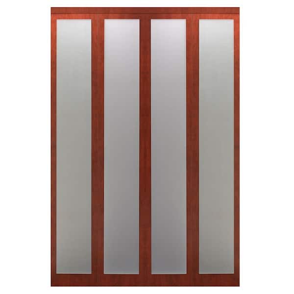 Impact Plus 47 in. x 80 in. Mir-Mel Cherry Mirror Solid Core MDF Full-Lite Interior Closet Wood Bi-Fold Door with Matching Trim