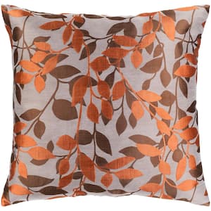 Encelia Taupe 18 in. x 18 in. Square Pillow Cover