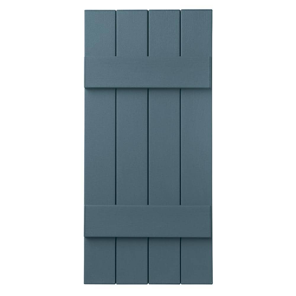 15 in. x 43 in. Polypropylene 4-Board Closed Board and Batten Shutters Pair in Coastal Blue