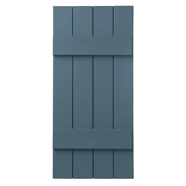 Ply Gem 15 in. x 43 in. Polypropylene 4-Board Closed Board and Batten Shutters Pair in Coastal Blue