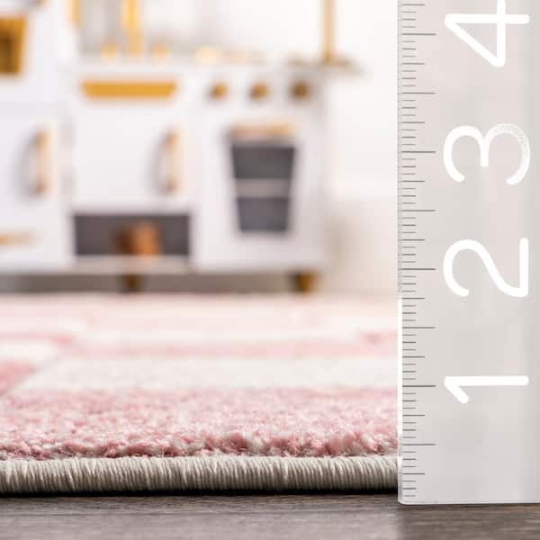 Aubrey Pink 6 ft. 7 in. x 9 ft. Checkered Kids Area Rug