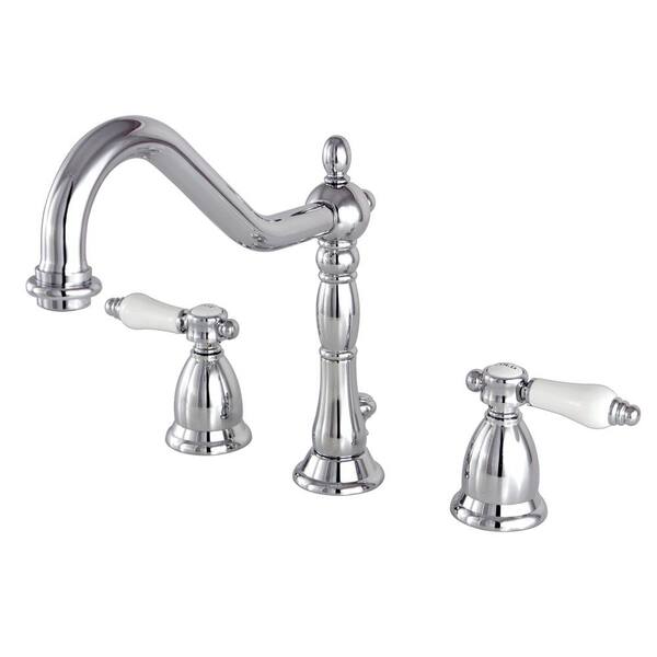 Kingston Brass Victorian Porcelain 8 in. Widespread 2-Handle Bathroom Faucet in Chrome