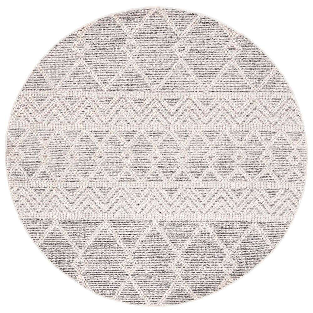 Natura 6 ft. x 6 ft. Ivory/Black Geometric Chevron High-Low Round Area Rug price history on PriceWatchPro