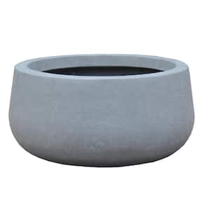 Small 8 in. Tall Slate Gray Lightweight Concrete Round Outdoor Bowl Planter