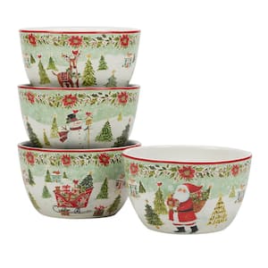 Joy of Christmas 23 fl. oz. Assorted Colors Earthenware Dessert Bowl (Set of 4)