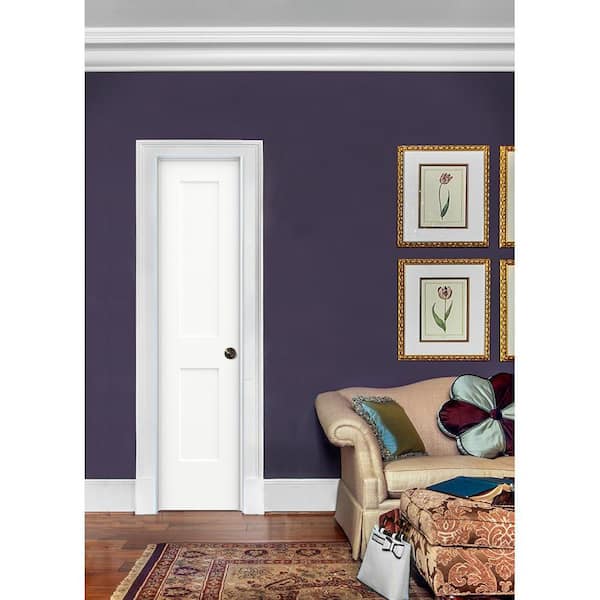 20 in. x 80 in. Monroe White Painted Left-Hand Smooth Solid Core Molded Composite MDF Single Prehung Interior Door