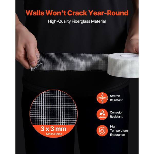Drywall Joint Tape - 2inch X 164ft Self-Adhesive Fiberglass Mesh For Wall Repair