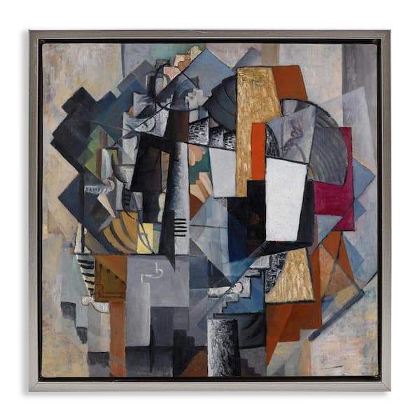 Stupell Industries Classical Abstract Collage by one1000paintings Gray Floater Frame Abstract Graphic Art Print 25 in. x 25 in.
