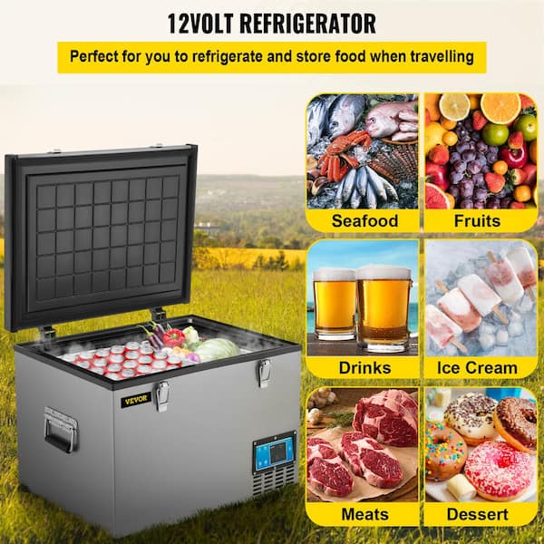 VEVOR 2.12 cu. ft. Outdoor Refrigerator 12-Volt Metal Shell Portable Car  Refrigerator with Compressor & App Control in Silver BXSBXM60L110VP2VXV1 -  The Home Depot