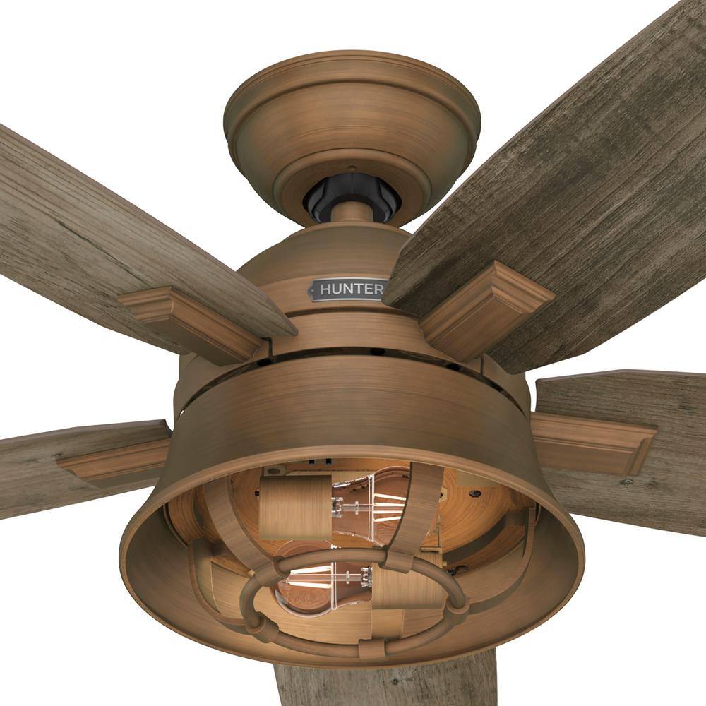 Hampshire 52" Weathered Copper Ceiling Fan with Grey Pine Blades and LED