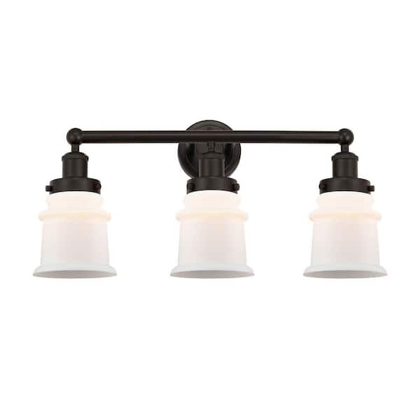 Canton 23.25 in. 3-Light Oil Rubbed Bronze Vanity Light with Glass Shade