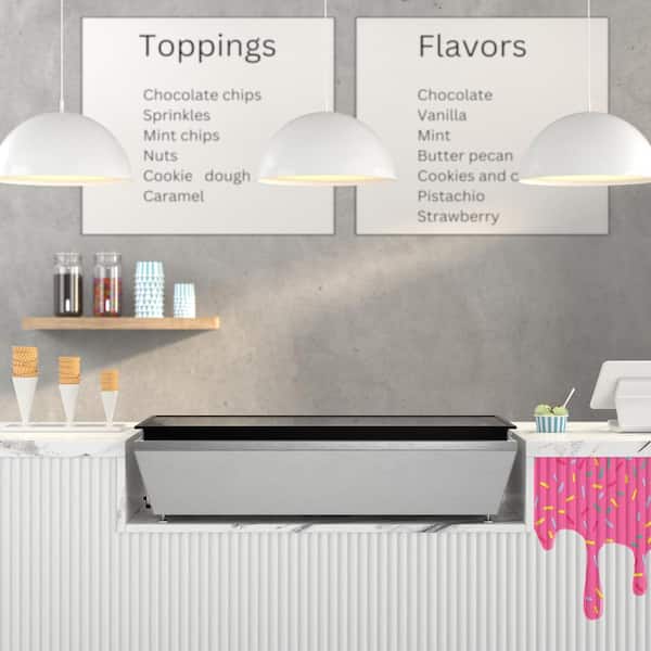 Koolmore 45 in. 3.5 cu. ft. 6-Pan Countertop Ice Cream Display