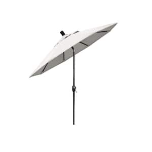 6 ft. Stone Black Aluminum Market Patio Umbrella with Crank and Tilt in Natural Sunbrella