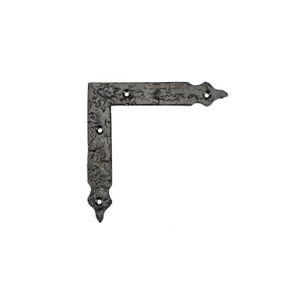 Richelieu Hardware 4-15/16 in. (125 mm) Textured Matte Black Forged Iron Decorative Rustic Corner Bracket for Barn Door