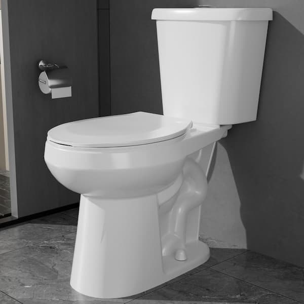 19 in. ADA Height 2-Piece Toilet 1.1/1.6 GPF Dual Flush Round Tall Toilet in White Comfort Bowl Height Bathroom Toilet