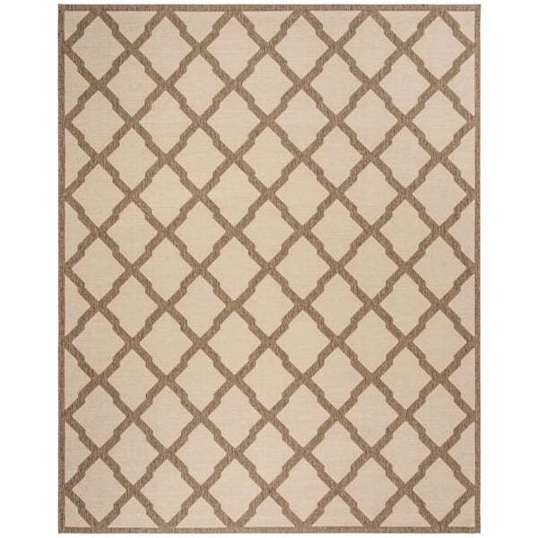 SAFAVIEH Beach House Cream/Beige 9 ft. x 12 ft. Trellis Indoor/Outdoor Patio  Area Rug
