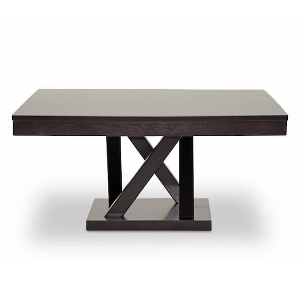 Baxton Studio Everdon 36 in. Dark Brown Medium Square Wood Coffee Table with Pedestal Base