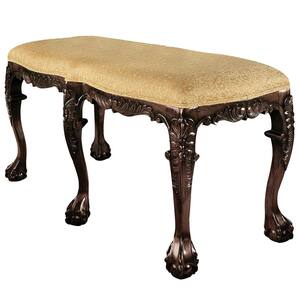 French Baroque Honey Brown 21 in. H x 47 in. W x 21 in. D Cherry Finish Bench