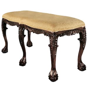 French Baroque Honey Brown 21 in. H x 47 in. W x 21 in. D Cherry Finish Bench