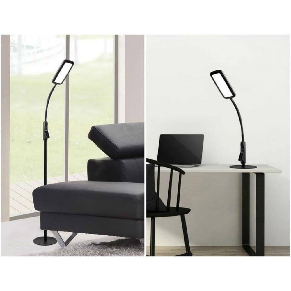 ArcFlex Matte Black Adjustable LED Floor Lamp with Touch Control