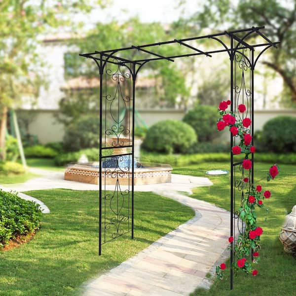 Zeus & Ruta 81.1 in. x 80.3 in. Metal Garden Arbor Arch Climbing