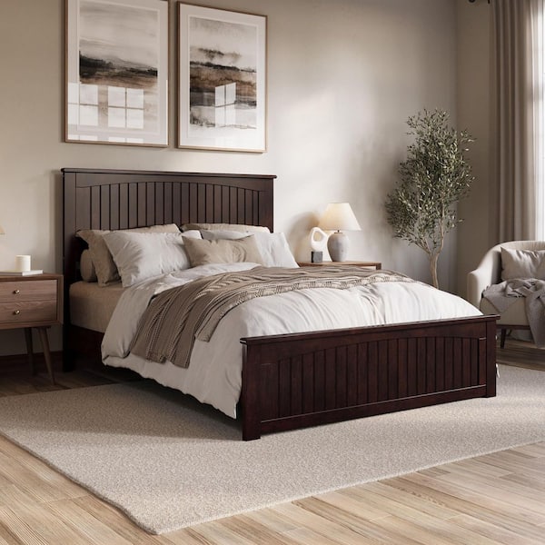 AFI Naples Espresso Black Solid Wood Frame Queen Low Profile Platform Bed with Matching Footboard