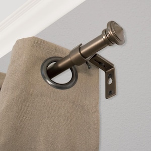 Cap 18 in. - 36 in. Adjustable Curtain Rod 3/4 in. in Bronze with Finial