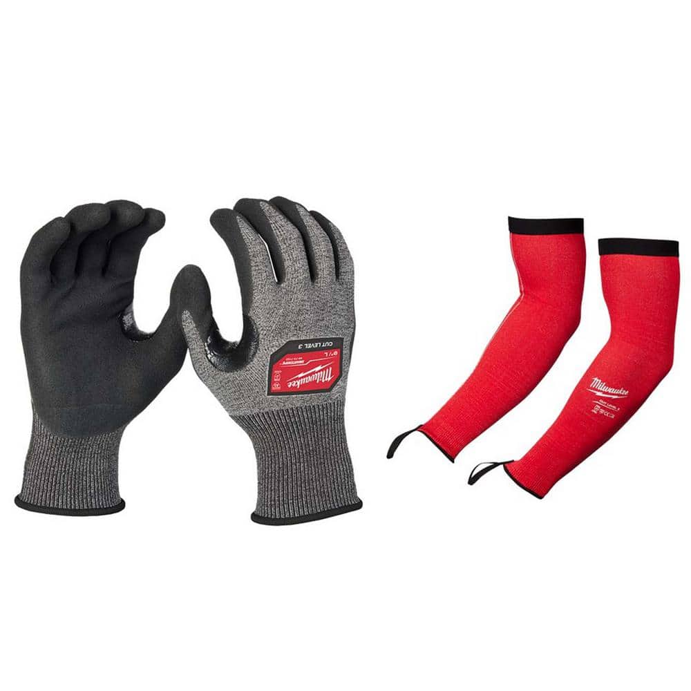Large HIGH DEX NITRILE CUT 3 GLOVES with 16 in. Red 4-Way Stretch Cut 3 Resistant Protective Arm Sleeves price history on PriceWatchPro