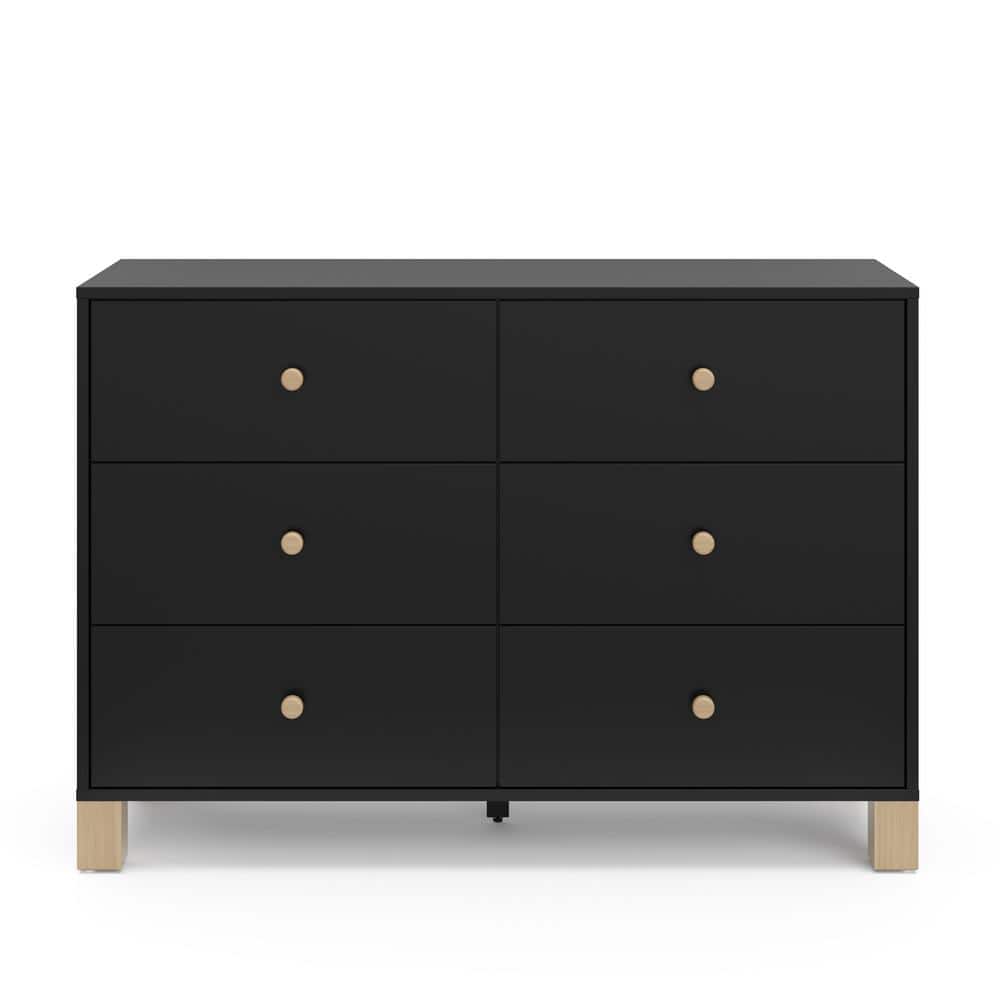 Black and Driftwood 6-Drawer Nursery Dresser