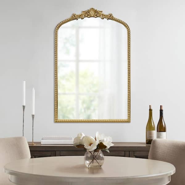 Glam Luxury 26 in. W x 39 in. H Arch Frame Gold Wall Decor Mirror