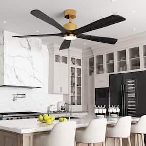 55 in. Integrated LED Indoor/Outdoor Ceiling Fan with Light Kit and Remote Control, Wood Propeller Ceiling Fans,DC Motor