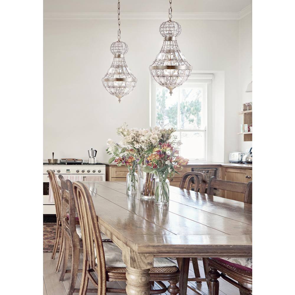 Regina 12" Antique Brass Crystal Empire LED Chandelier