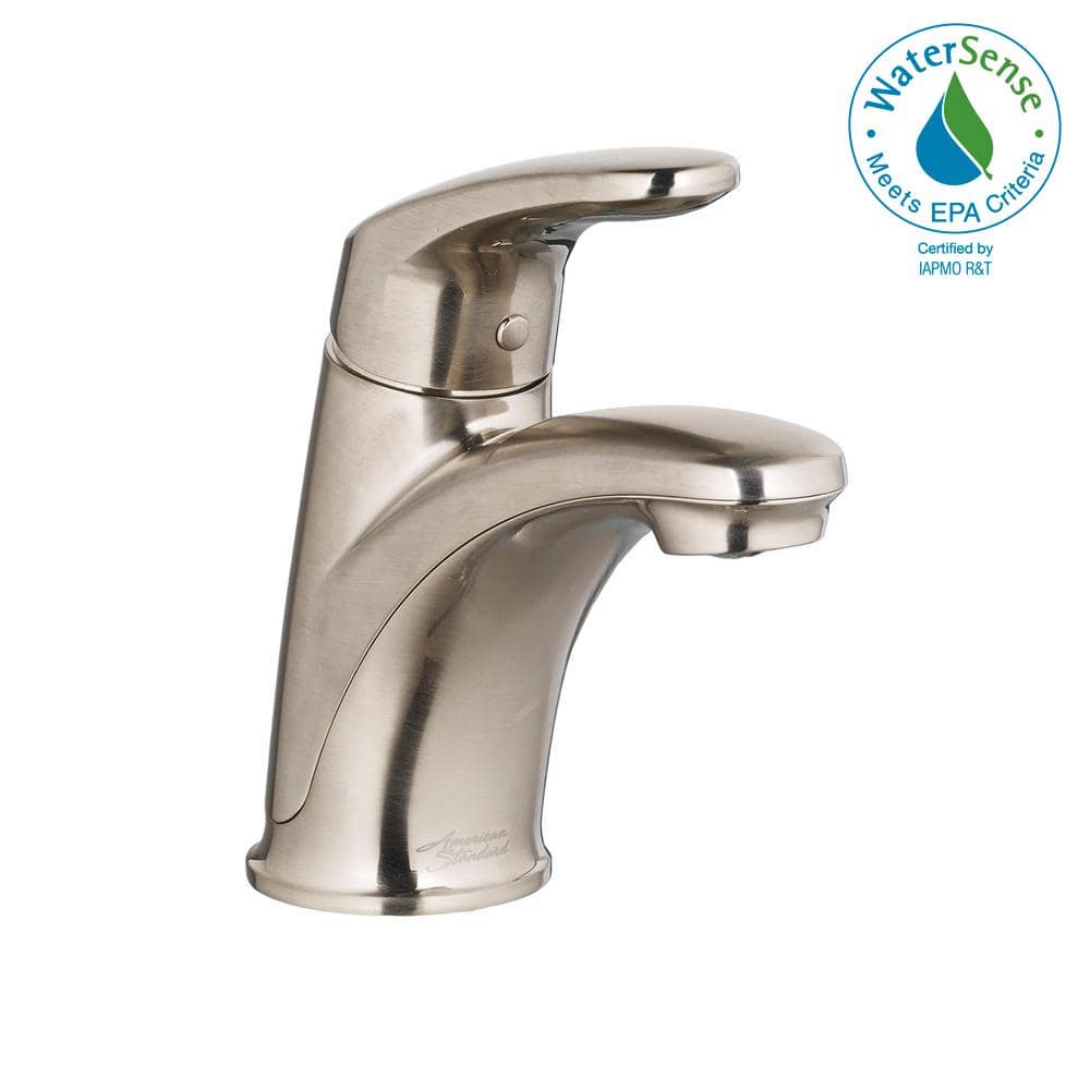 Sleek Brushed Nickel Single-Handle Bathroom Faucet with Safety Stop