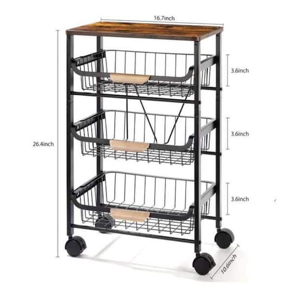 NEX 4 Tier Storage Cart with Mesh Basket Black