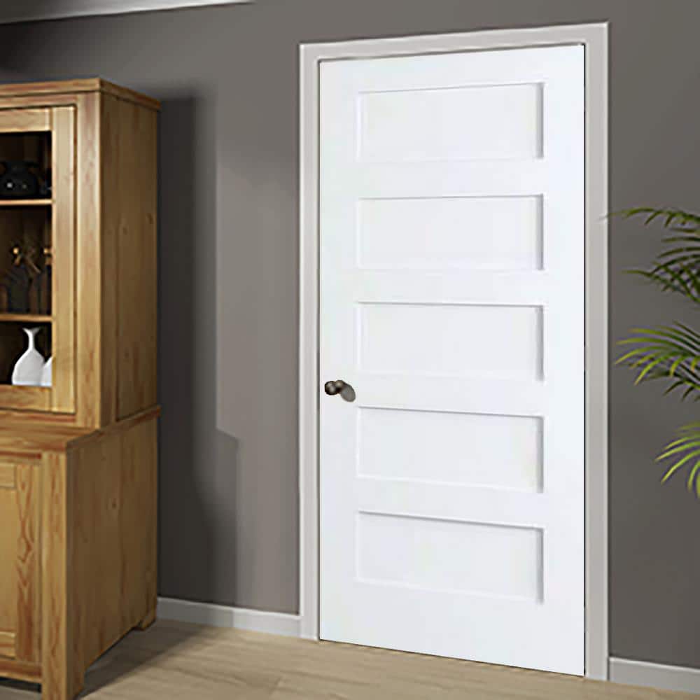 White 32x80 Solid Wood Shaker Panel Door