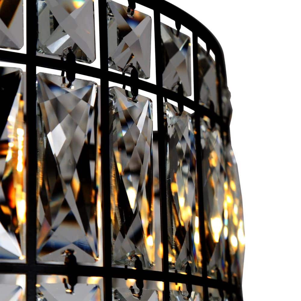 Matte Black and Crystal 18" Drum Chandelier