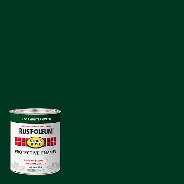 Rust-Oleum Stops Rust 1 qt. Low VOC Protective Enamel Gloss Hunter Green Interior/Exterior Paint (2-Pack)