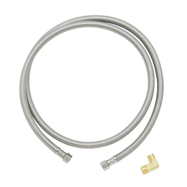 Plumbshop 3/8 in. Comp. x 3/8 in. Comp. x 60 in. Braided Stainless Steel Dishwasher Supply Line with 3/8 in. MIP Elbow