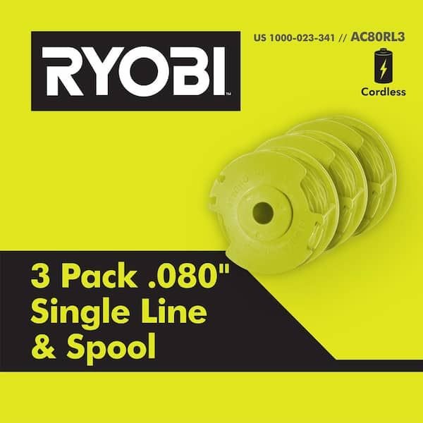 RYOBI Replacement Twisted 0.080 in. Auto Feed Line Spools 3 Pack AC80RL3 The Home Depot