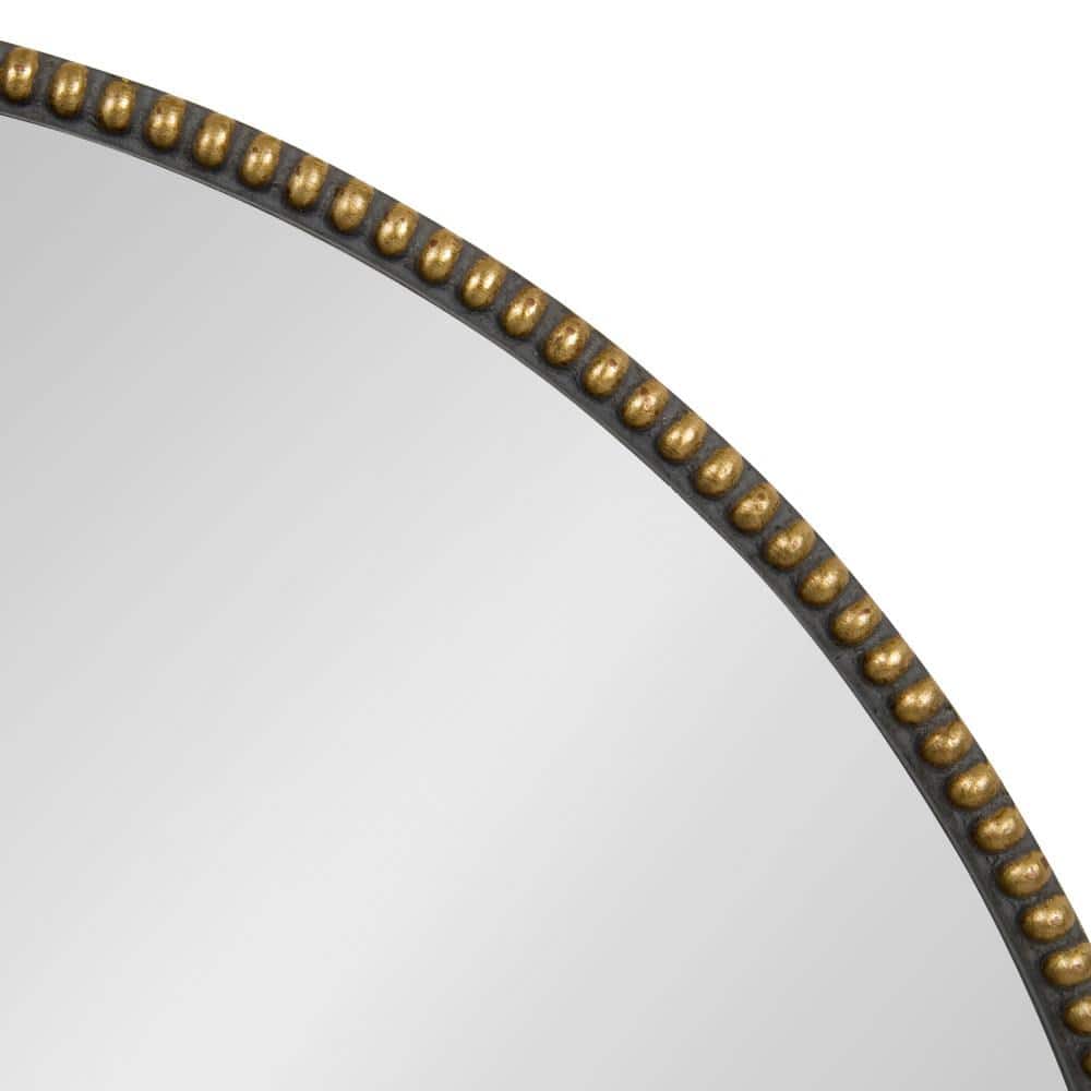 Gwendolyn Round Gold Beaded Wall Mirror, 23.6-Inch