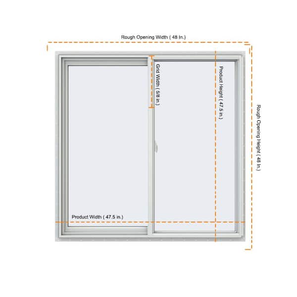 Jeld Wen 47 5 In X 47 5 In V 2500 Series White Vinyl Left Handed Sliding Window With Colonial Grids Grilles 8a0600 The Home Depot