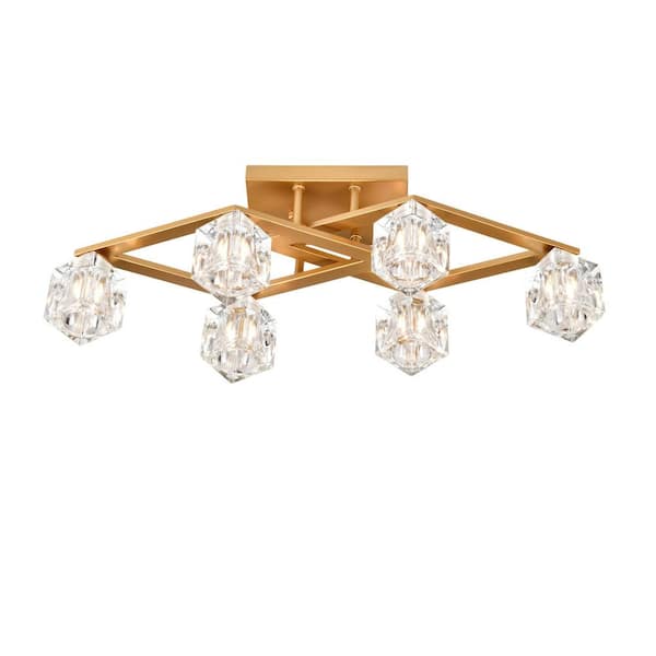 Jushua 6-Light Gold Farmhouse Linear Chandelier Pendant Light Fixture ...