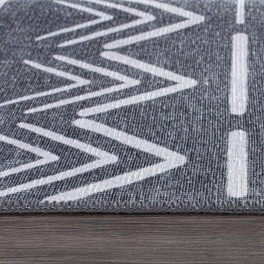 Gray Geometric Flat Woven Synthetic 10' x 14' Area Rug