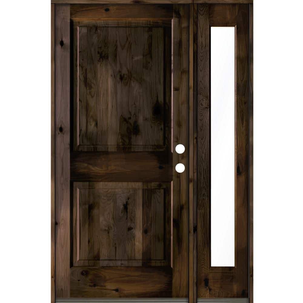 50 in. x 80 in. Rustic knotty alder Left-Hand/Inswing Clear Glass Black Stain Square Top Wood Prehung Front Door w/RFSL price history on PriceWatchPro