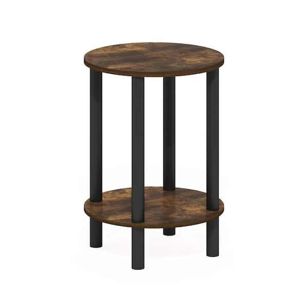 Furinno Turn-N-Tube 13.19 in. Amber Pine/Black Round Wood Coffee Table