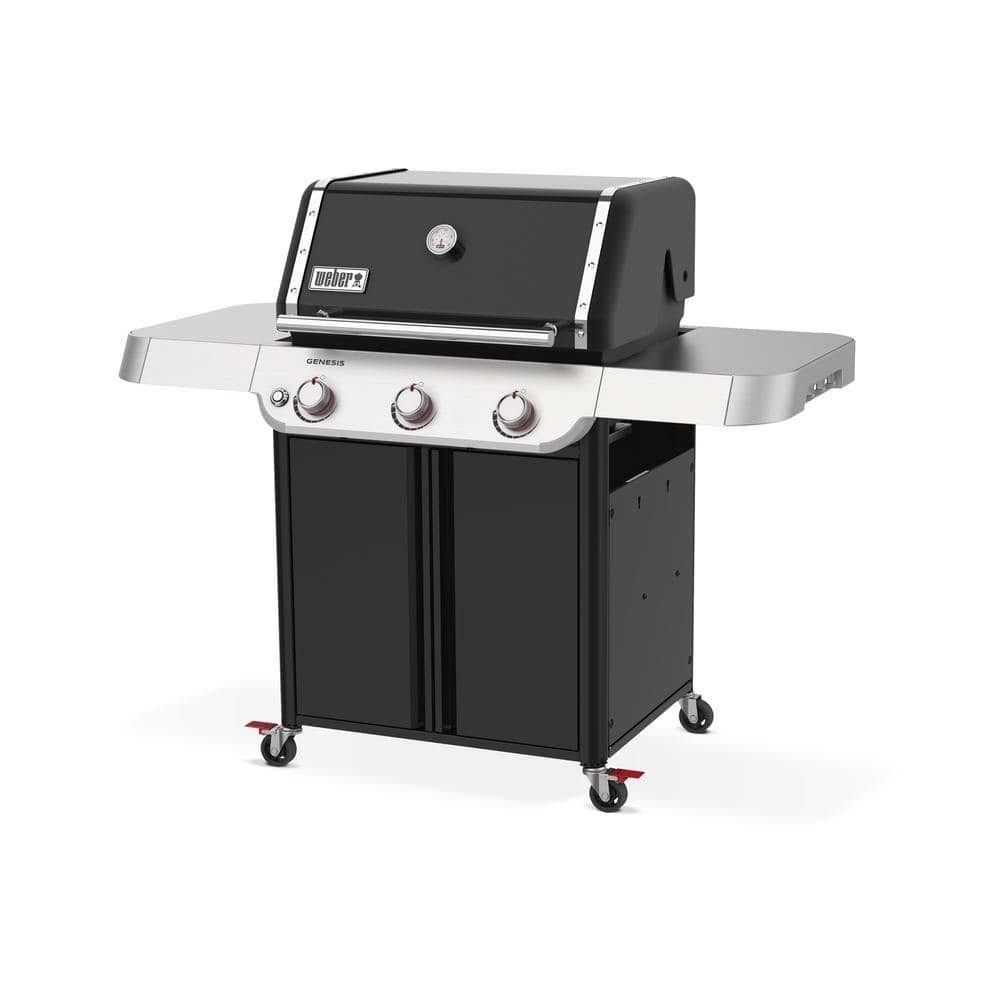 Genesis E-315 Black Liquid Propane Gas Grill with Side Tables