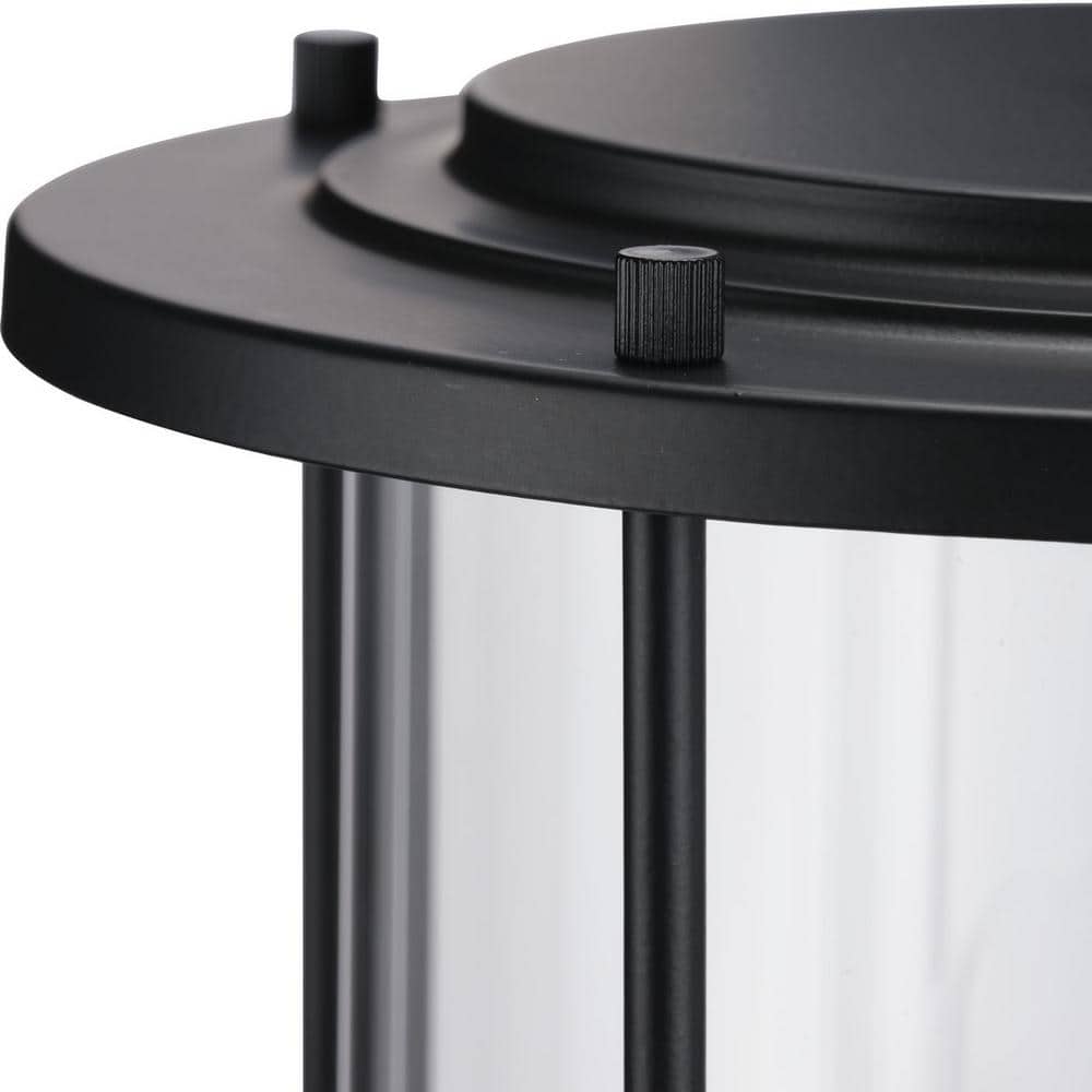 Gunther Matte Black Farmhouse Post Lantern with Clear Glass
