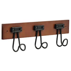 18 in. Cocoa and Matte Black Industrial Label Hook Rack